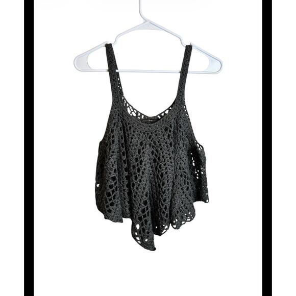 Anthropologie Tops - Anthropologie Gray Crochet Boho Tank Size XS